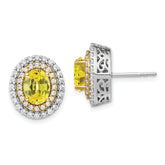 14K Two-Tone Lab Grown VS/SI+ G+ Dia & Created Yellow Sapphire Earrings